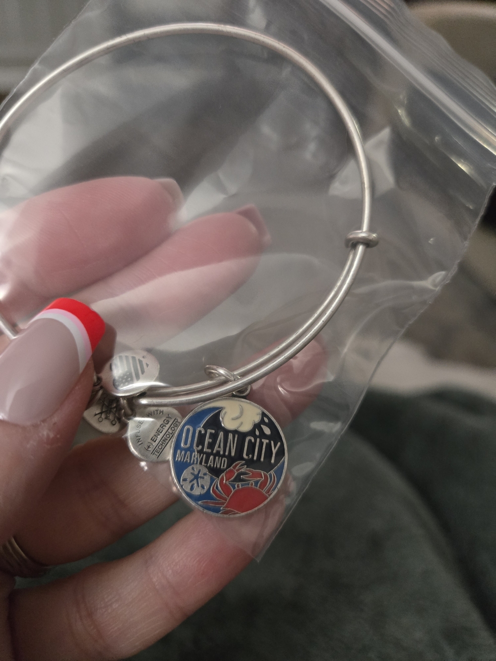 Alex & Ani Ocean City Maryland Charm Bangle Bracelet - Silver Tone